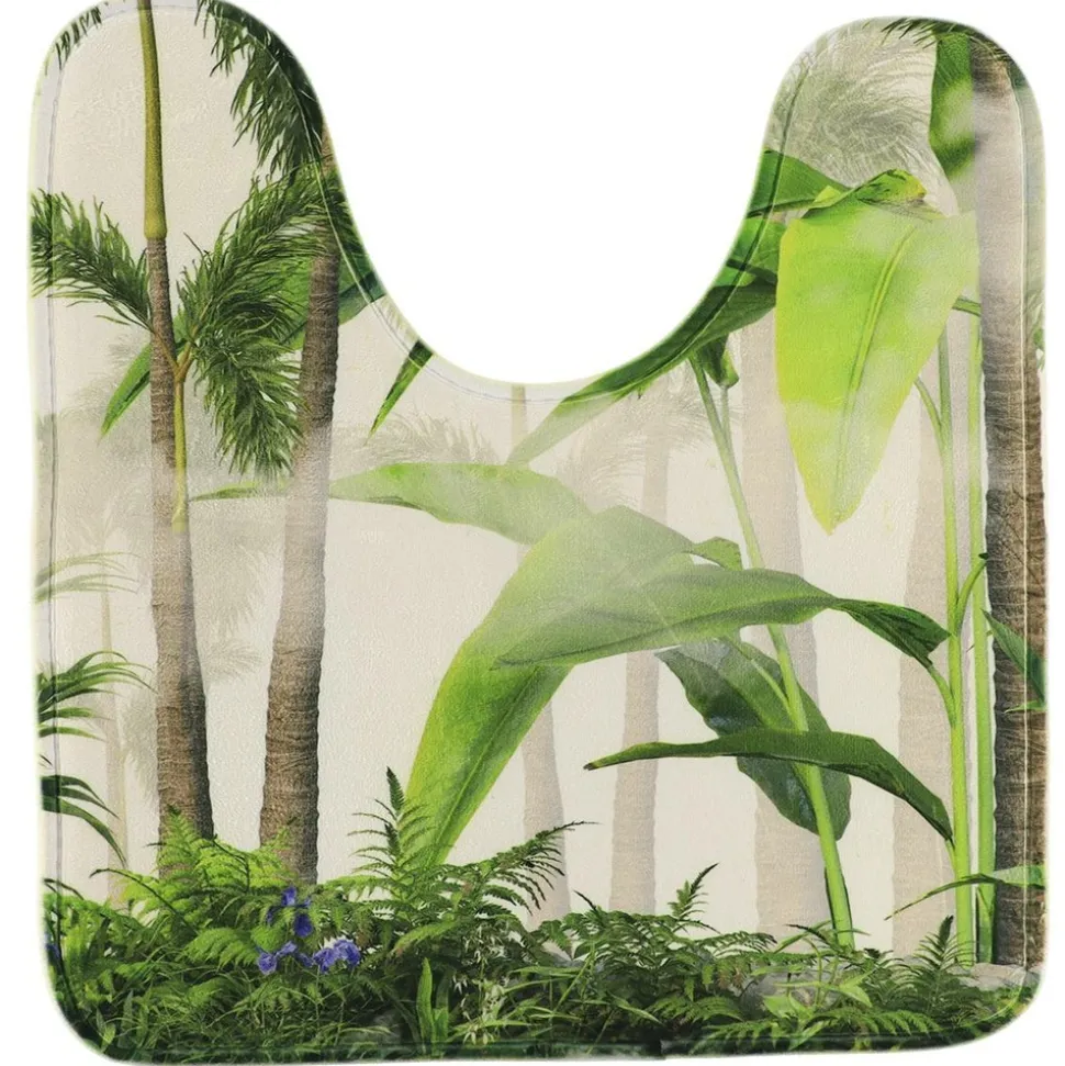 TENDANCE - Tapis contour wc microfibre imprime 45x50cm - oasis