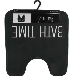 TENDANCE - Tapis contour wc microfibre imprime 45x50cm - neo retro noir