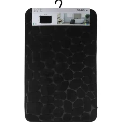 TENDANCE - Tapis memoire de forme microfibre galet 50x80cm - noir