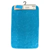 TENDANCE - Tapis memoire de forme microfibre galet 50x80cm - bleu canard