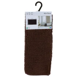 TENDANCE - Tapis microfibre boules uni 45x75cm - marron