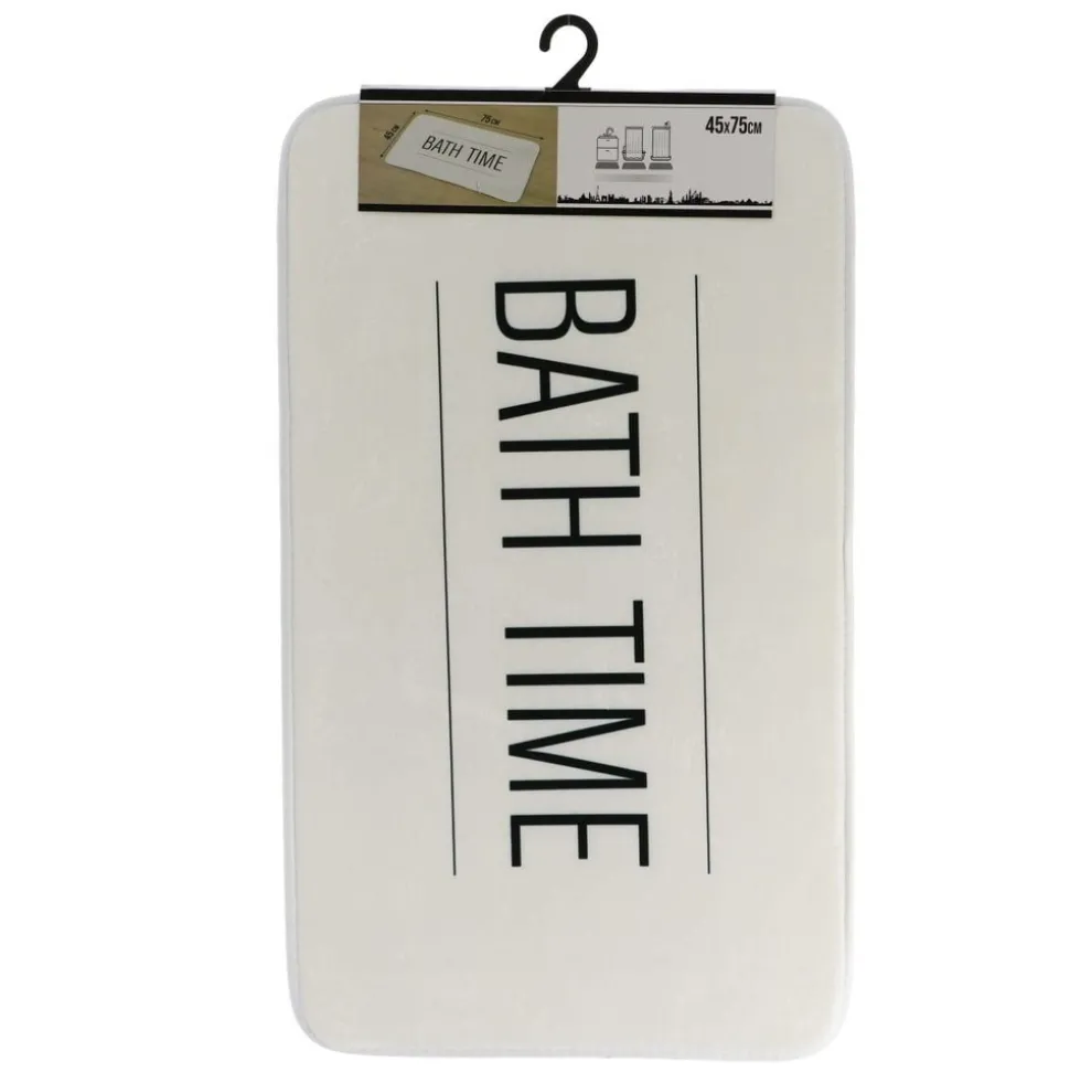 TENDANCE - Tapis microfibre imprime 45x75cm - neo retro blanc