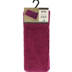 TENDANCE - Tapis microfibre boules uni 45x75cm - aubergine