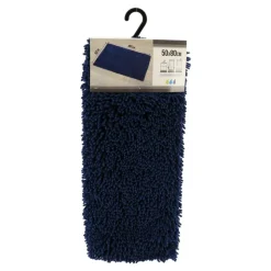 TENDANCE - Tapis microfibre petite chenille 50x80 cm - bleu marine