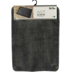 TENDANCE - Tapis microfibre doux dessous latex 50x70cm - gris fonce