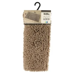 TENDANCE - Tapis microfibre petite chenille 50x80 cm - taupe