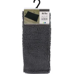 TENDANCE - Tapis microfibre boules uni 45x75cm- gris fonce