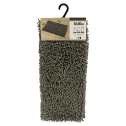 TENDANCE - Tapis microfibre petite chenille 50x80 cm - gris