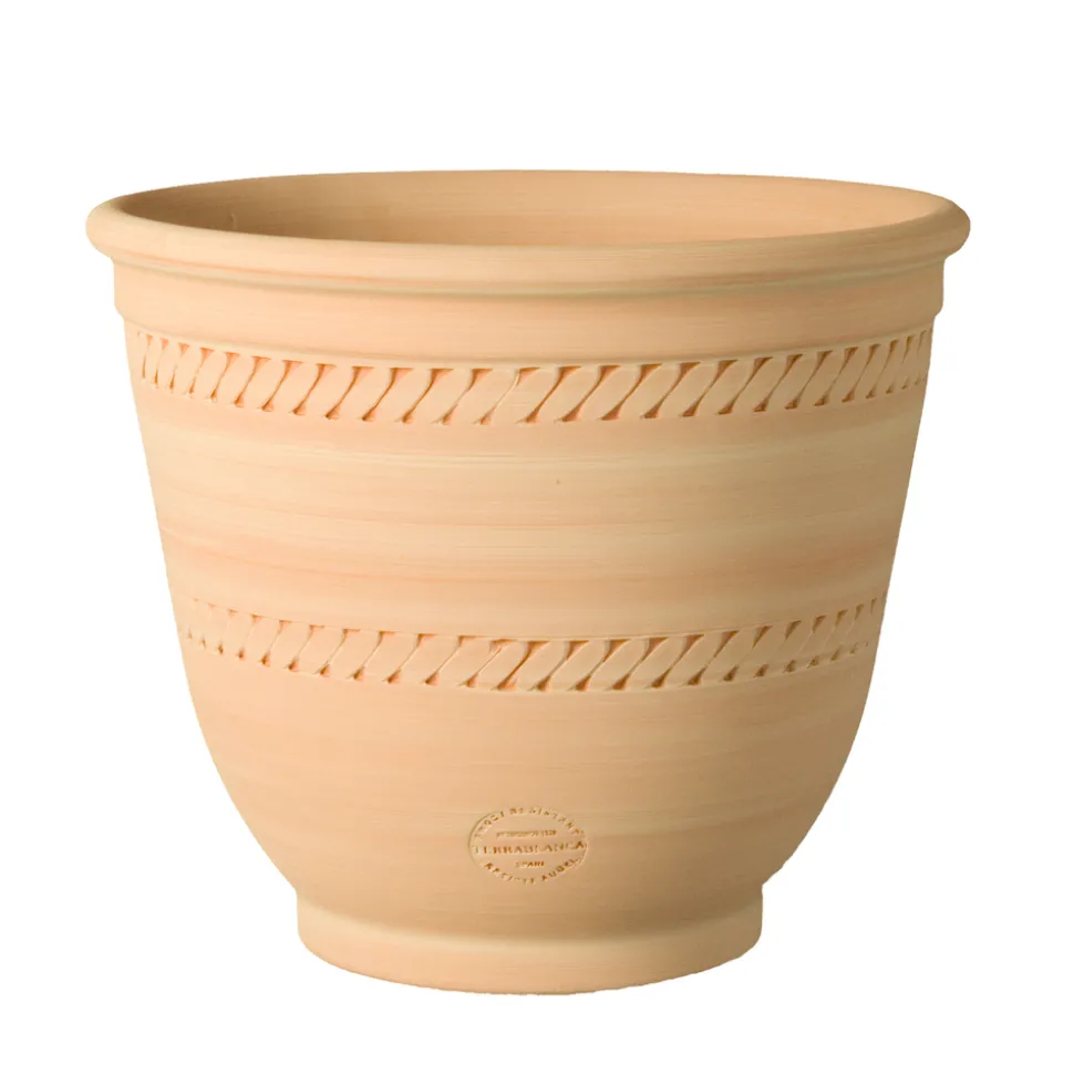 TERRABLANCA - Pot Campana frise en terre cuite claire Ø 40 x H. 35 cm