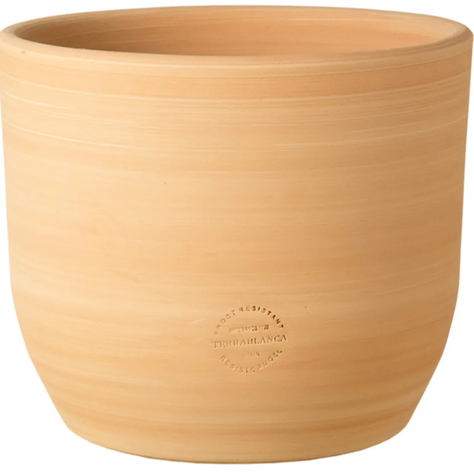 TERRABLANCA - Pot rond Macetero, en terre cuite claire - D.38xH.29cm