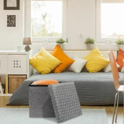 THE CONCEPT FACTORY - Coffre rangement pouf tissu