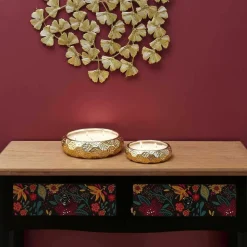 THE HOME DECO FACTORY - Bougie parfumée en céramique or du temps 3 mèches