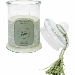 THE HOME DECO FACTORY - Bougie parfumée bonbonnière 13,2 cm vert - senteur figue
