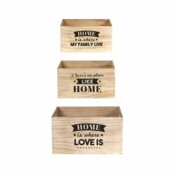 THE HOME DECO FACTORY - Caisse en bois empilables home (lot de 3)
