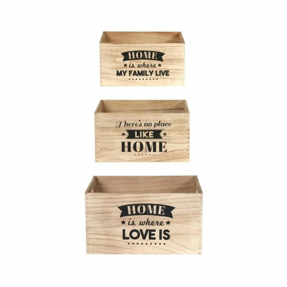 THE HOME DECO FACTORY - Caisse en bois empilables home (lot de 3)