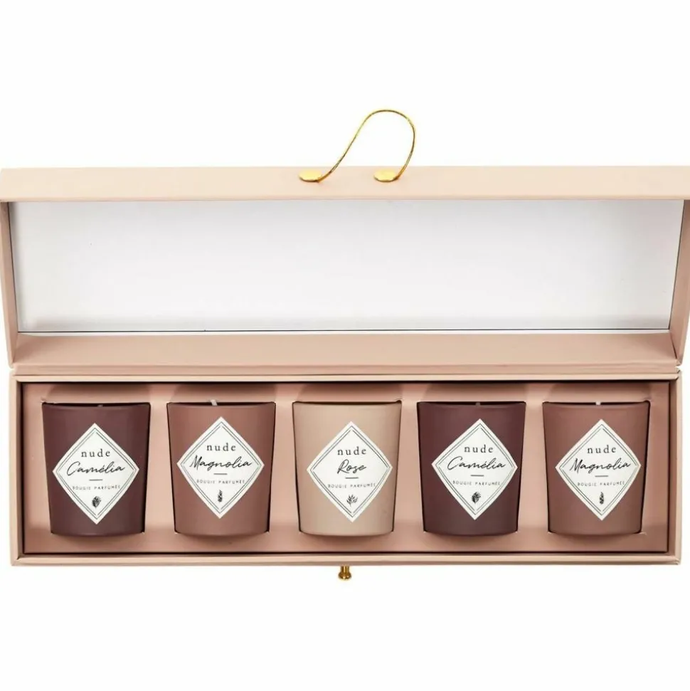 THE HOME DECO FACTORY - Coffret 5 bougies parfumées nude