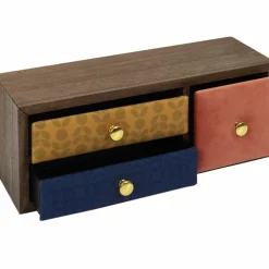 THE HOME DECO FACTORY - Petit rangement 3 tiroirs en velours coloré