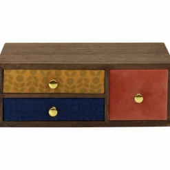 THE HOME DECO FACTORY - Petit rangement 3 tiroirs en velours coloré