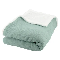 TISSERAY - Tisseray - plaid sherpa et gaze de coton