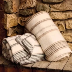 TOISON D'OR - Toison d'or - plaid laine et mohair à rayure