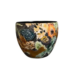 TS COLLECTION - Cache-pot 'Berry' en métal époxy, coloris bleu - D.21xH.16cm