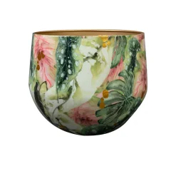 TS COLLECTION - Cache-pot 'Monstera Mystery', en métal époxy - D.33xH.28cm