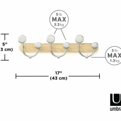 UMBRA - Patère en bois de frêne 9 crochets melody