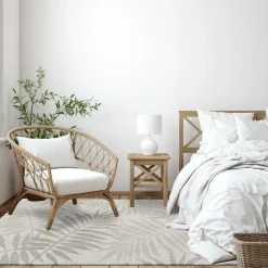 UNAMOURDETAPIS - Tapis chambre 160x230 tissé crème rectangle motif faux uni glacia 1