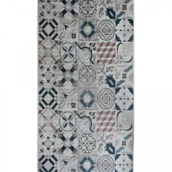 UNAMOURDETAPIS - Tapis de cuisine 150x220 marron et bleu , facile d'entretien lyn11 caroment a