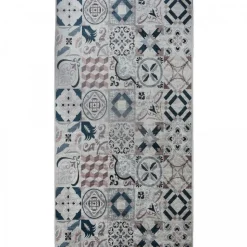 UNAMOURDETAPIS - Tapis de cuisine 50x180 marron et bleu , facile d'entretien lyn11 caroment a