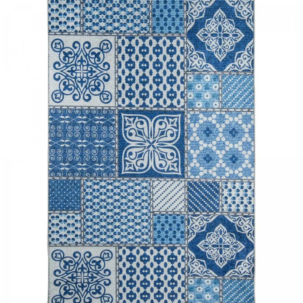 UNAMOURDETAPIS - Tapis de cuisine 80x120 lyn11 6men bleu, facile d'entretien