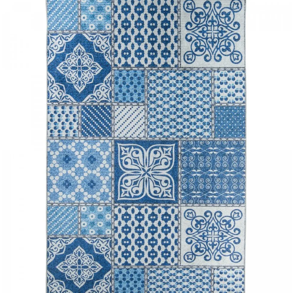 UNAMOURDETAPIS - Tapis de cuisine 80x120 lyn11 6men bleu, facile d'entretien