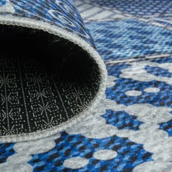 UNAMOURDETAPIS - Tapis de cuisine 80x120 lyn11 6men bleu, facile d'entretien