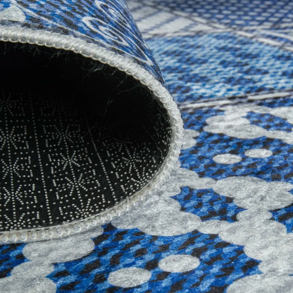 UNAMOURDETAPIS - Tapis de cuisine 80x120 lyn11 6men bleu, facile d'entretien