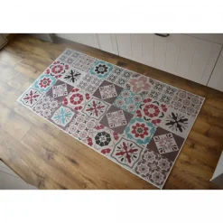 UNAMOURDETAPIS - Tapis de chambre 60x90 rouge et bleu , facile d'entretien lyn11 caroment b