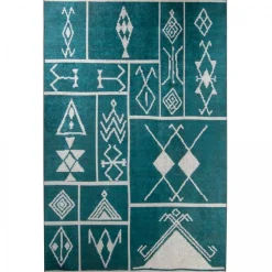UNAMOURDETAPIS - Tapis de cuisine 80x120 lyn11 etnik vert, facile d'entretien