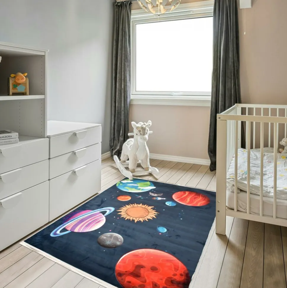 UNAMOURDETAPIS - Tapis enfant 120x170 6tem bleu, très doux et facile d'entretien