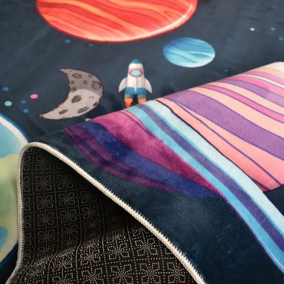 UNAMOURDETAPIS - Tapis enfant 120x170 6tem bleu, très doux et facile d'entretien