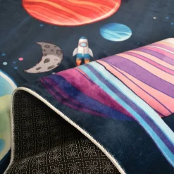 UNAMOURDETAPIS - Tapis enfant 80x150 6tem bleu, très doux et facile d'entretien