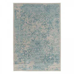 UNAMOURDETAPIS - Tapis entrée 160x230 tissé bleu rectangle motif ethnique lumin 3