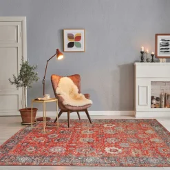 UNAMOURDETAPIS - Tapis orient 120x170 nomeda rouge , tapis en coton