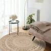 UNAMOURDETAPIS - Tapis rond 80x80 rond jt rondi beige , tapis jute artisanal