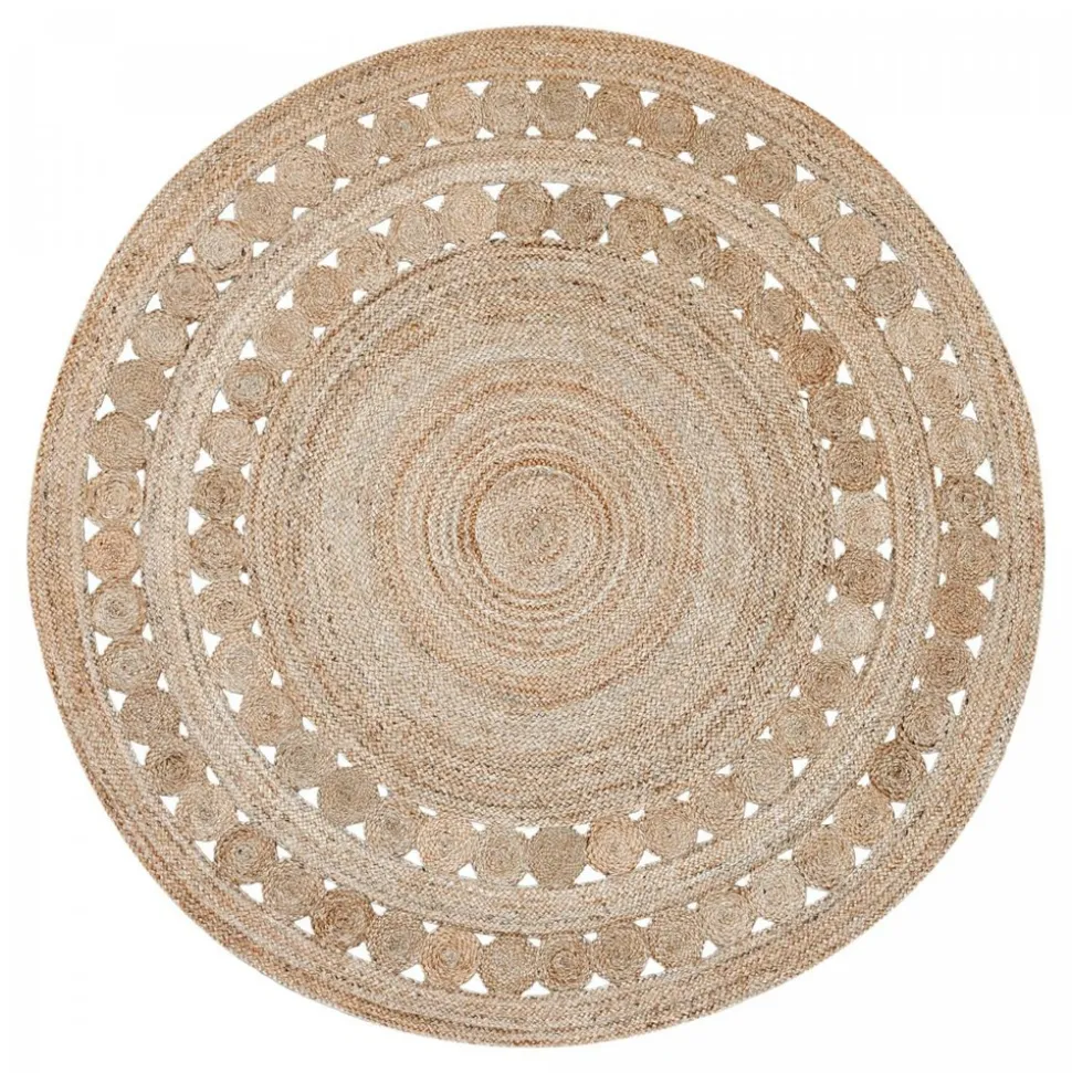 UNAMOURDETAPIS - Tapis rond 80x80 rond jt rondi beige , tapis jute artisanal
