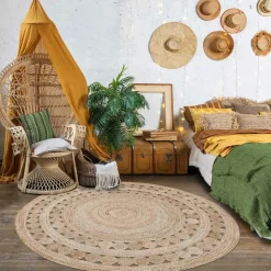 UNAMOURDETAPIS - Tapis rond 80x80 rond jt rondi beige , tapis jute artisanal