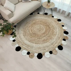 UNAMOURDETAPIS - Tapis rond 150x150 rond jt rondi beige , tapis jute artisanal