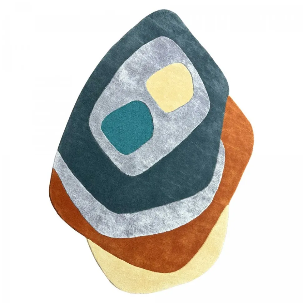 UNAMOURDETAPIS - Tapis salon 200x290 circlar multicolore , tapis en laine et viscose pour un aspect doux et soyeux