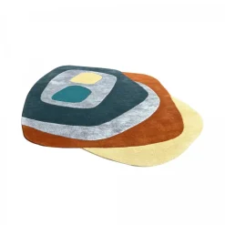 UNAMOURDETAPIS - Tapis salon 200x290 circlar multicolore , tapis en laine et viscose pour un aspect doux et soyeux