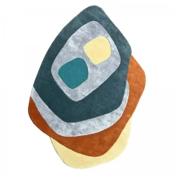 UNAMOURDETAPIS - Tapis salon 160x230 circlar multicolore , tapis en laine et viscose pour un aspect doux et soyeux