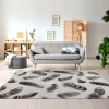 UNAMOURDETAPIS - Tapis salon 120x170 plumes gris , tapis en coton