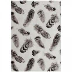 UNAMOURDETAPIS - Tapis salon 120x170 plumes gris , tapis en coton